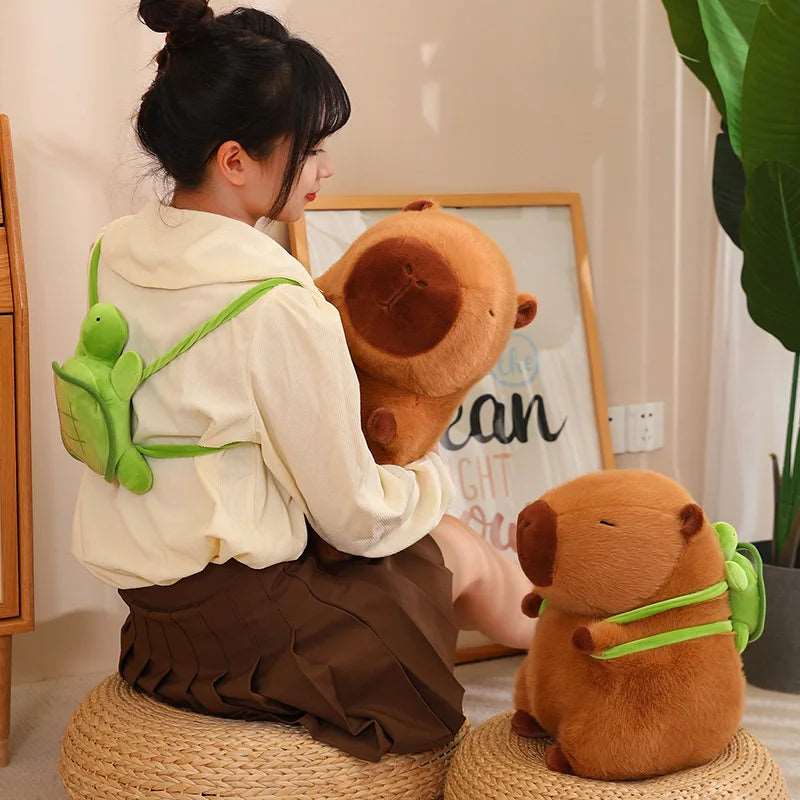 Capybara Turtle Backpack Plushie