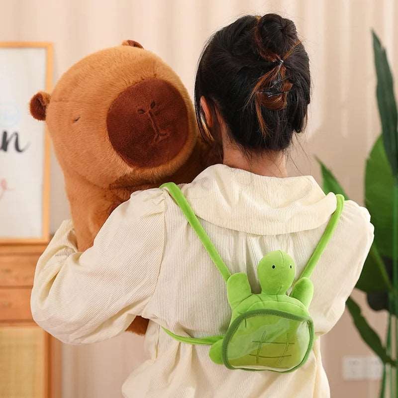 Capybara Turtle Backpack Plushie